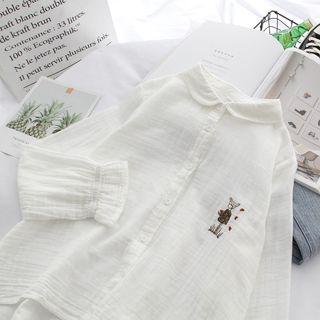 Embroidered Half-placket Shirt