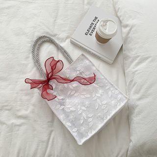 Floral Lace Tote Bag White - White