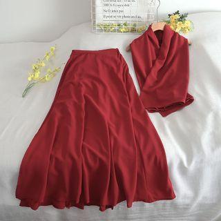 Set: Tied Tube Top + Midi Skirt