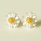 Flower Sterling Silver Earring 1 Pair - White & Gold - One Size