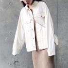 Pocketed Denim Jacket Off-white - One Size