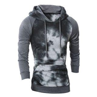 Printed Panel Hooded Pullover