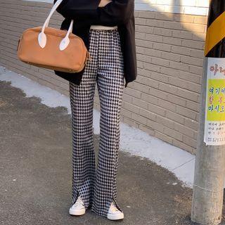Houndstooth Straight-fit Pants Black & White - One Size