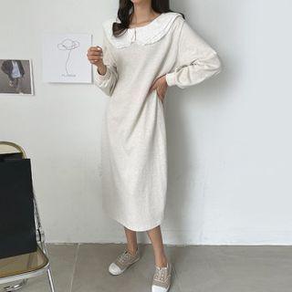 Layered Lace-collar Long Sweater Dress