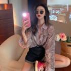 Leopard Printed Long-sleeve Shirt As Shown In Figure - One Size