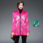Floral Embroidered Frog Button Jacket