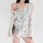 Set: Spaghetti Strap Swimsuit + Cover-up Top