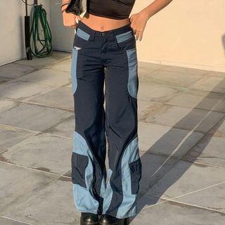 Contrast Middle Waist Jeans