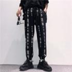 Cropped Chinese Character Jogger Pants As Shown In Figure - One Size