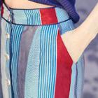 Button-down Stripe Midi Pencil Skirt