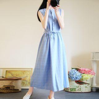 Sleeveless Drawstring Waist A-line Dress