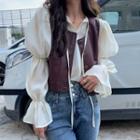 Button Up Vest / Flare-sleeve Top