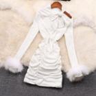 Cold Shoulder Bow Detail Ruched Dress