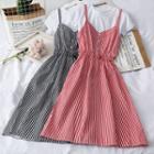 Set: Plain T-shirt + Striped Sleeveless Dress