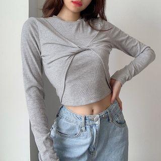 Long-sleeve Twisted Ribbed T-shirt