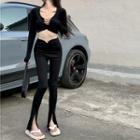 V-neck Cropped Top / High-waist Pants