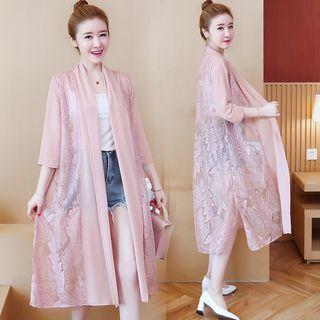 3/4-sleeve Chiffon Long Light Jacket