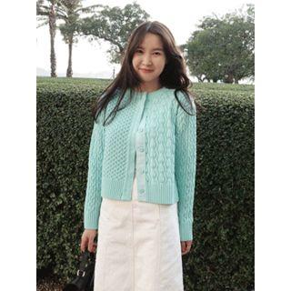 Hidden-button Textured Cardigan