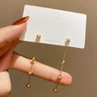 Faux Pearl Dangle Earring E4426 - 1 Pair - 925 Silver - Gold - One Size