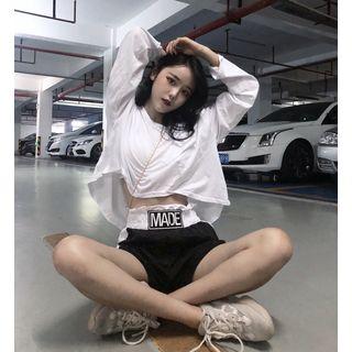Long-sleeve T-shirt / Contrast Panel Shorts