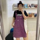 Short-sleeve Lettering T-shirt / Mini A-line Jumper Dress / Set