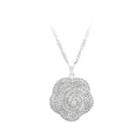 925 Sterling Silver Rose Pendant With White Cubic Zircon And Necklace