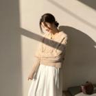 V-neck Wool Cable-knit Top