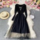 Round-neck Mock Two Piece Knitted Dress