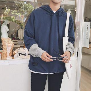 Color Panel Mock Two Piece Hoodie