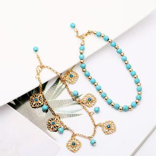 Beaded Anklet Single-gold0159 - One Size