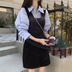 Plain Shirt / Button-up Mini Overall Dress