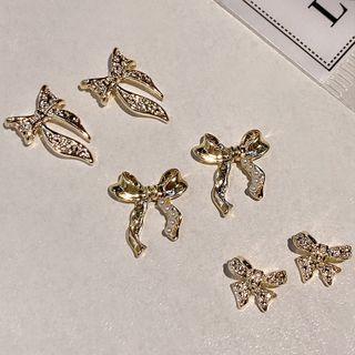 Set Of 2: Bow Rhinestone Nail Art Decoration