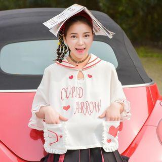 3/4-sleeve Collared T-shirt