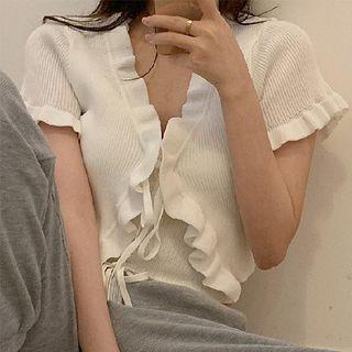 Short-sleeve Halter-neck Ribbed T-shirt