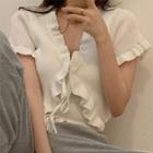 Short-sleeve Halter-neck Ribbed T-shirt