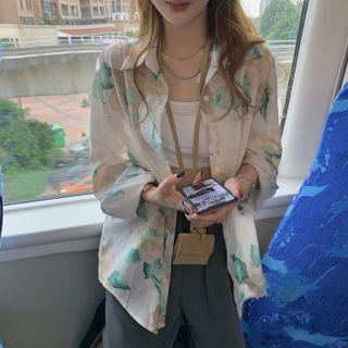 Floral Shirt Beige & Green - One Size