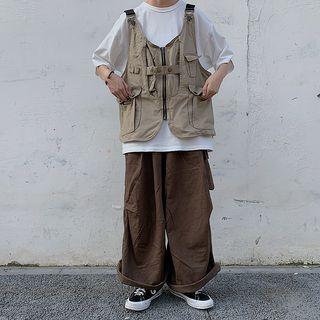 Pocket Detail Vest / Wide-leg Pants