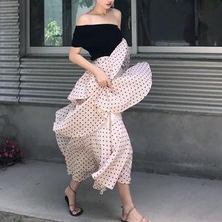 Printed Ruffle Maxi Skirt