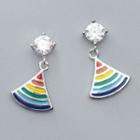 925 Sterling Silver Fan-shaped Drop Earring 1 Pair - S925 Silver - One Size