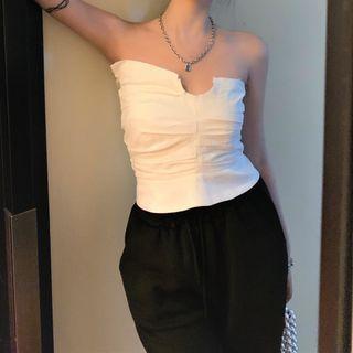 Off-shoulder Asymmetrical Tube Top White - One Size