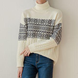 Turtleneck Nordic Pattern Sweater