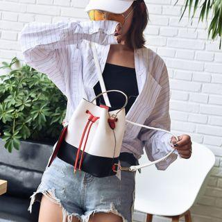 Color Block Bucket Bag With Coin Purse