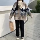 Argyle Cardigan Khaki & Blue &brown - One Size
