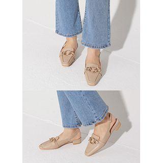 Chain-detail Slingback Loafers