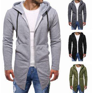 Asymmetrical Hem Hooded Zip Jacket
