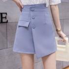 Asymmetrical Plain Mini A-line Skirt