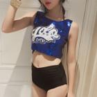 Set: Plain Bikini + Crop Top