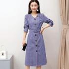 Long-sleeve Plaid Single-breasted Coat Dress