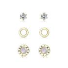 Simple And Fashion Plated Gold Love Geometric Round Three-piece Stud Earrings Golden - One Size