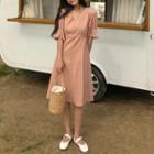 Flare-cuff Balloon-sleeve A-line Dress